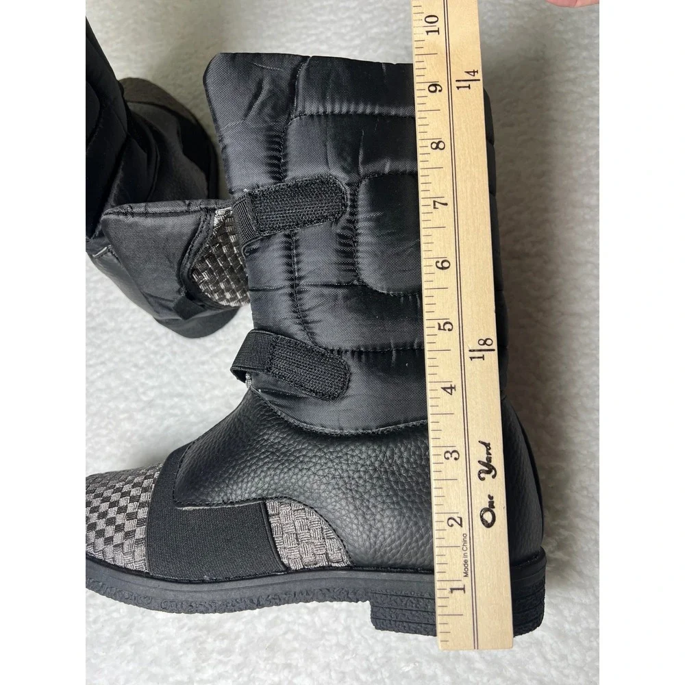 Bernie Mev Size 38 Black Quilted Puffer Woven Mid-Calf Boots Winter Comfort